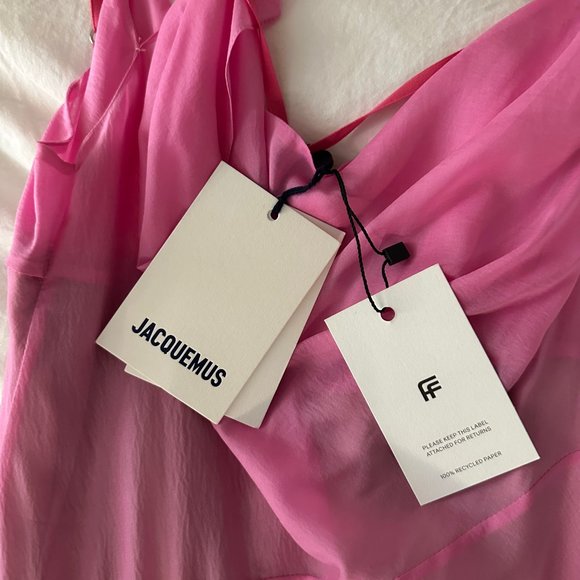 Jacquemus La Robe Draggiu Sheer Silk Chiffon Gown, size 36 still with tags! - Picture 5 of 8